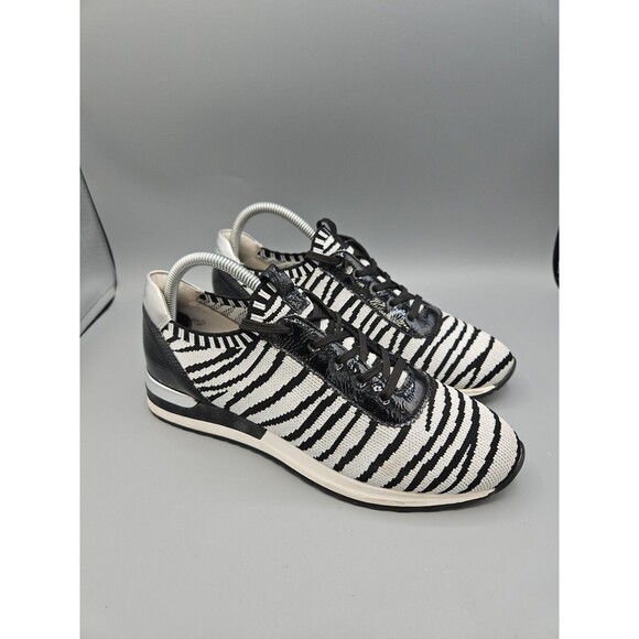 Remonte Shoes - Remonte Soft Leather Sneakers Shoes Black  Silver Zebra Print Lace Up Sz 40 US 9
